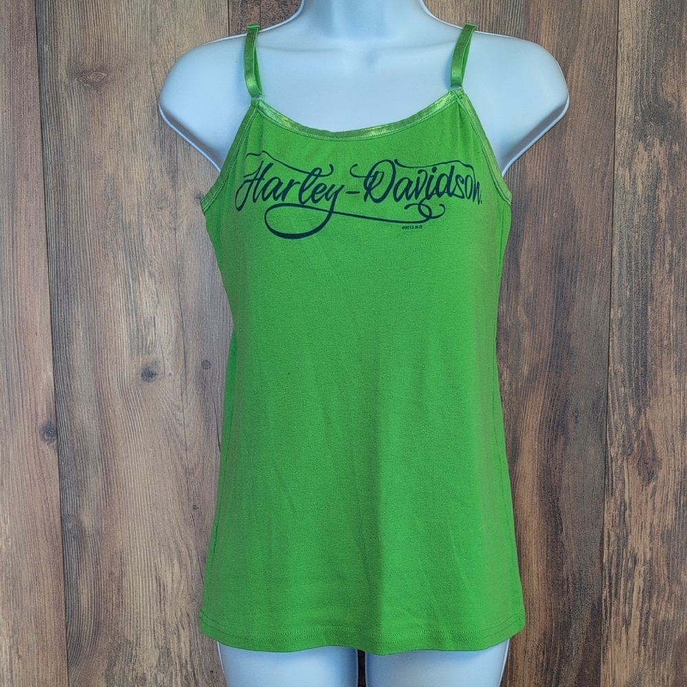 Harley-Davidson Lime Green Camisole Adjustable Strap Tank Top L R216